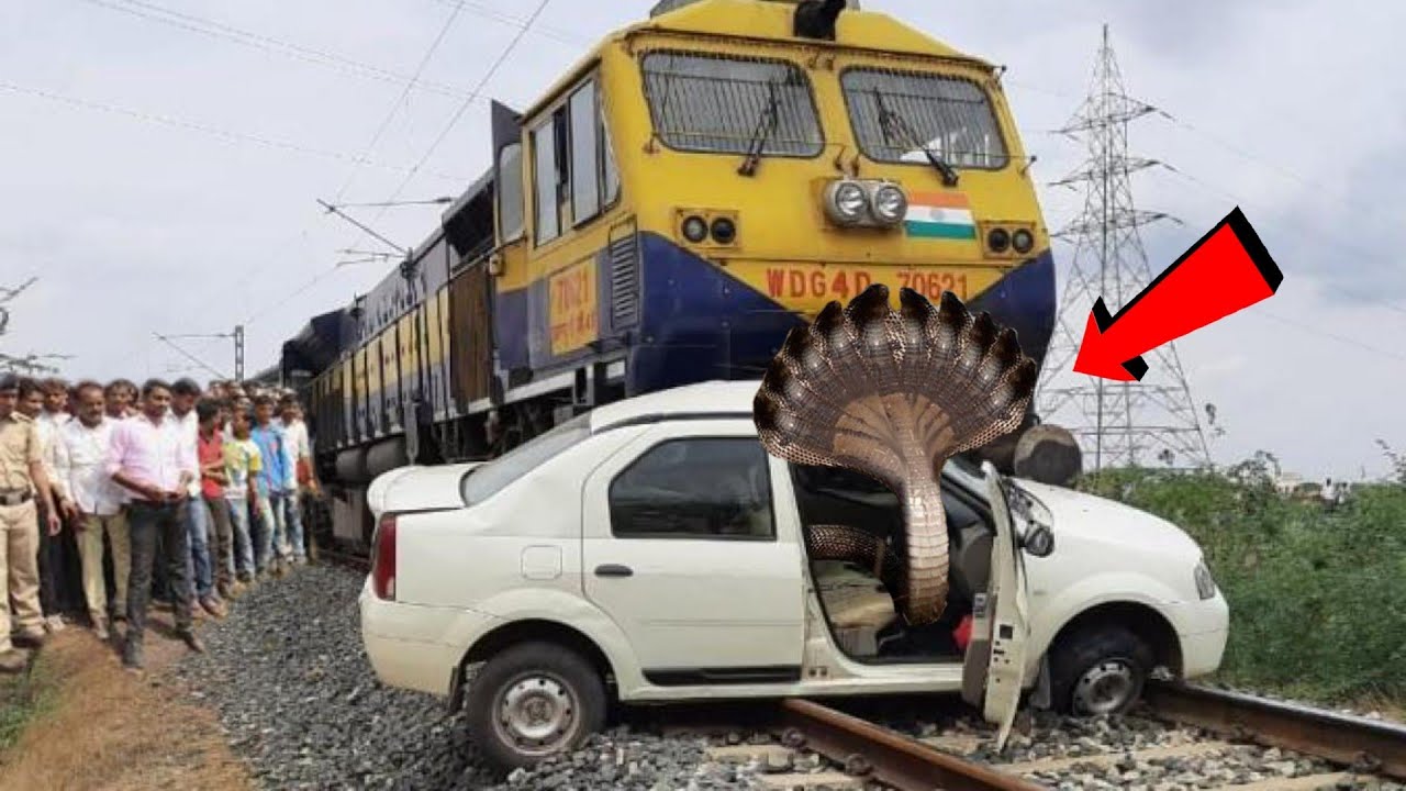 O trem atingiu o carro e as várias cɑbecas do “monstro” apareceram para confundir as pessoas.